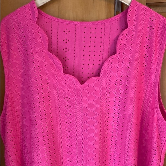 Tops - Pink Sleeveless Eyelet Tank 4X